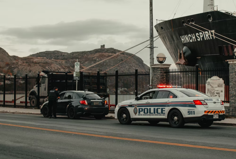 A police officer pulling a driver over for speeding