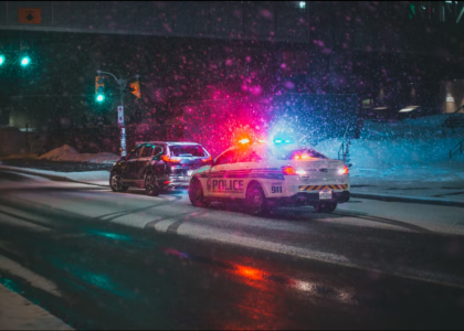 Police pulling over a driver for reckless driving