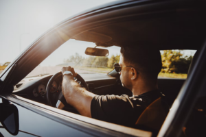 A high-risk driver in a car