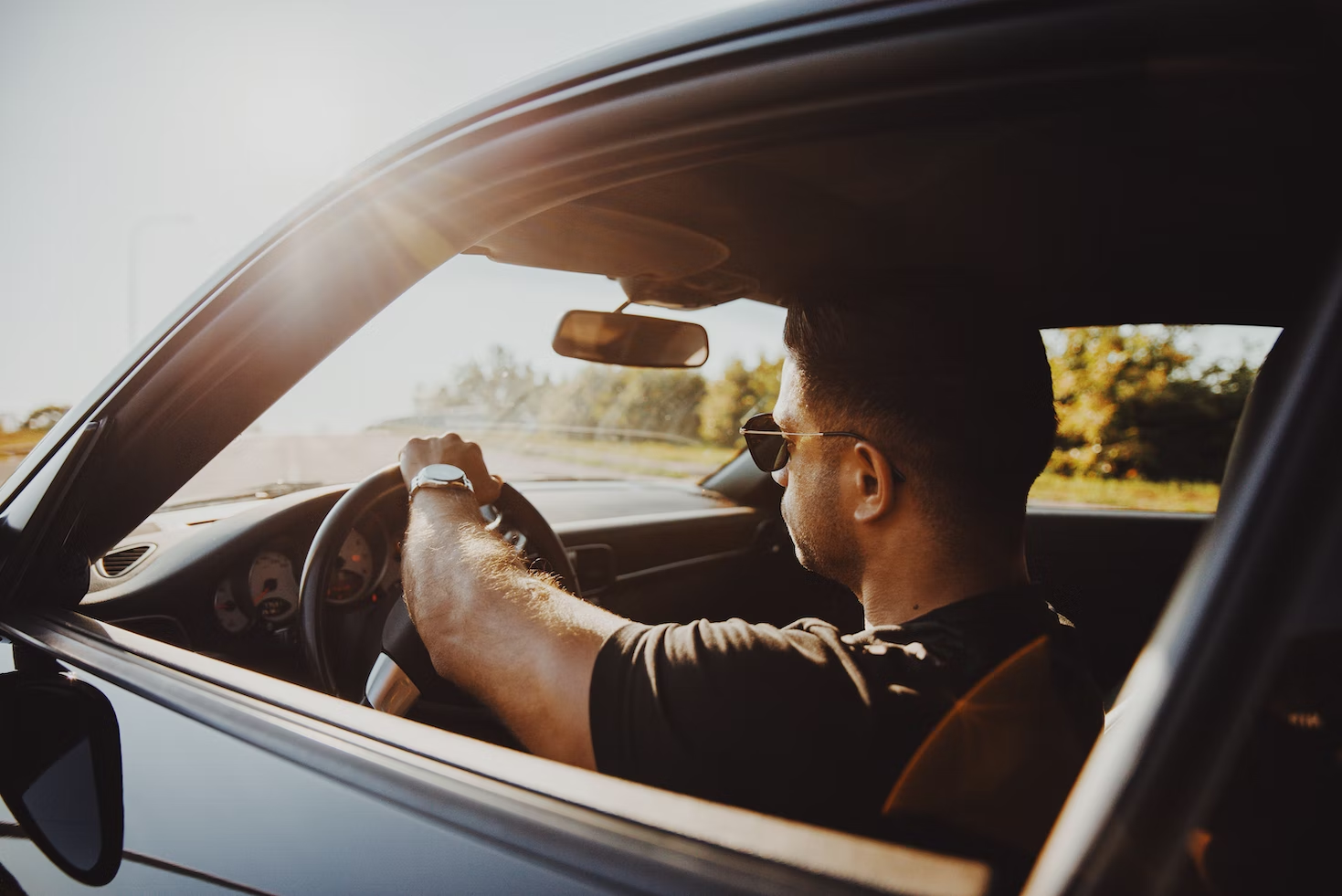 A high-risk driver in a car