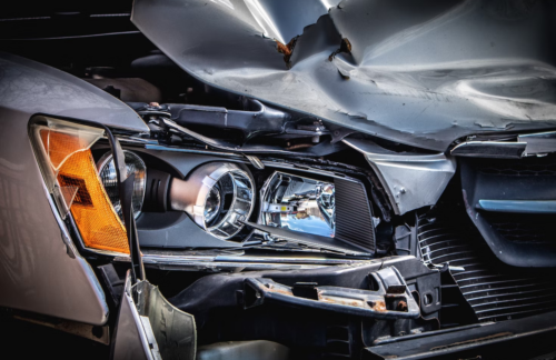 The driver of this car damaged in an accident will need Oregon high-risk auto insurance.