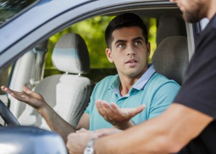 Young man stopped by officer for DUI.