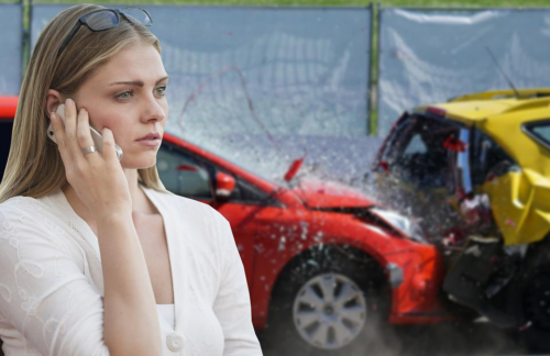 A woman in an accident calling high-risk auto insurance companies for SR22 insurance.